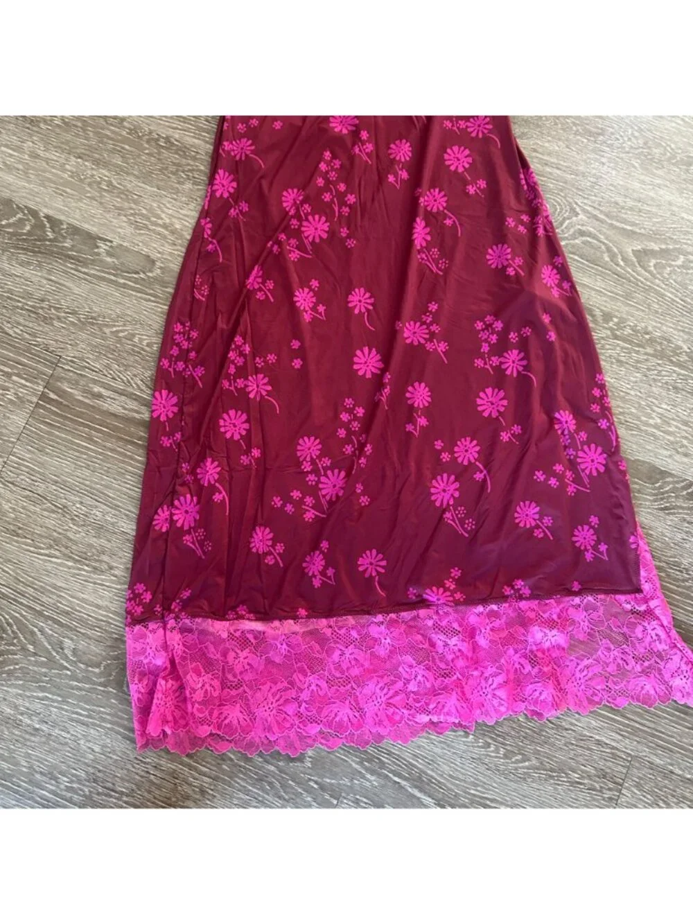 Free People Party Crusher Midi Dress M Plum Floral Lace Slip Coquette Feminine G